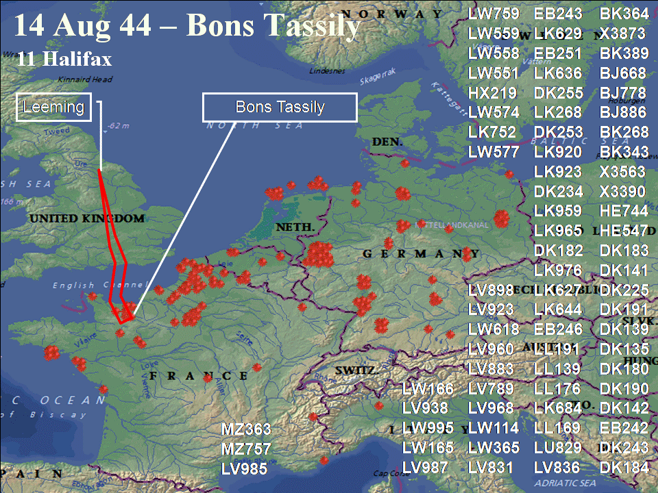 August 14, 1944 raid route