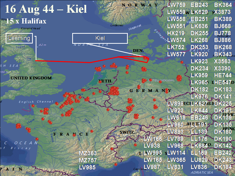 August 16, 1944 raid route