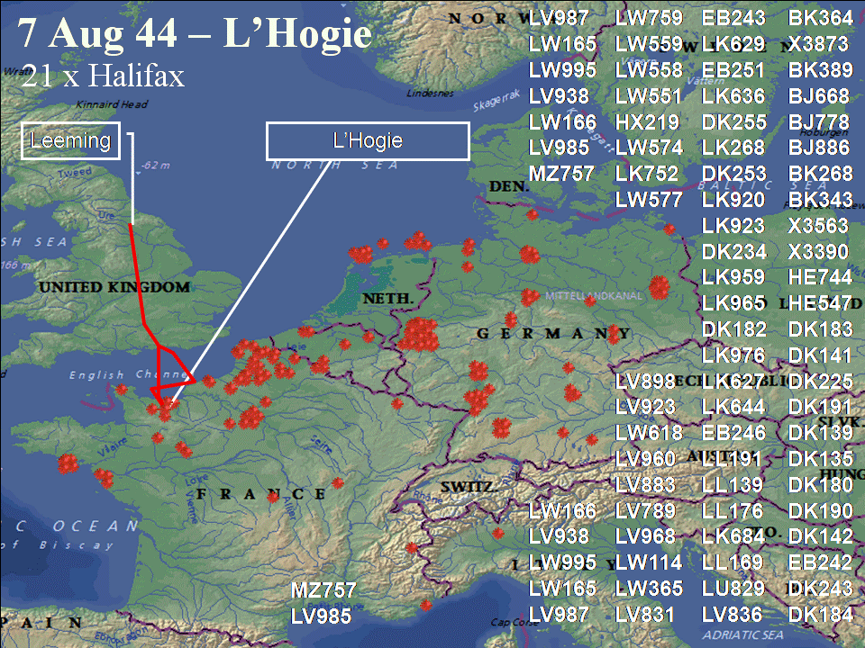 August 7, 1944 raid route