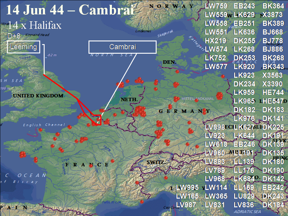 June 14, 1944 raid route