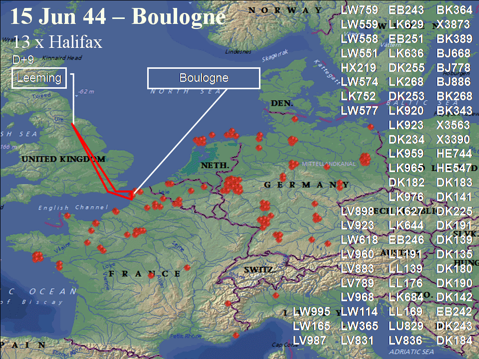 June 15, 1944 raid route