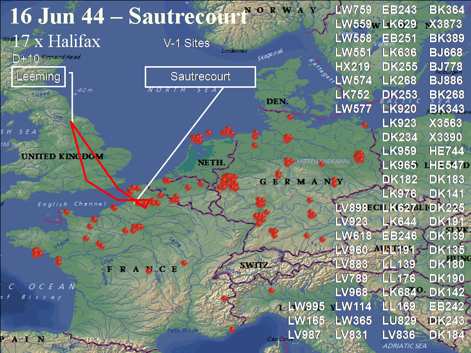 June 16, 1944 raid route