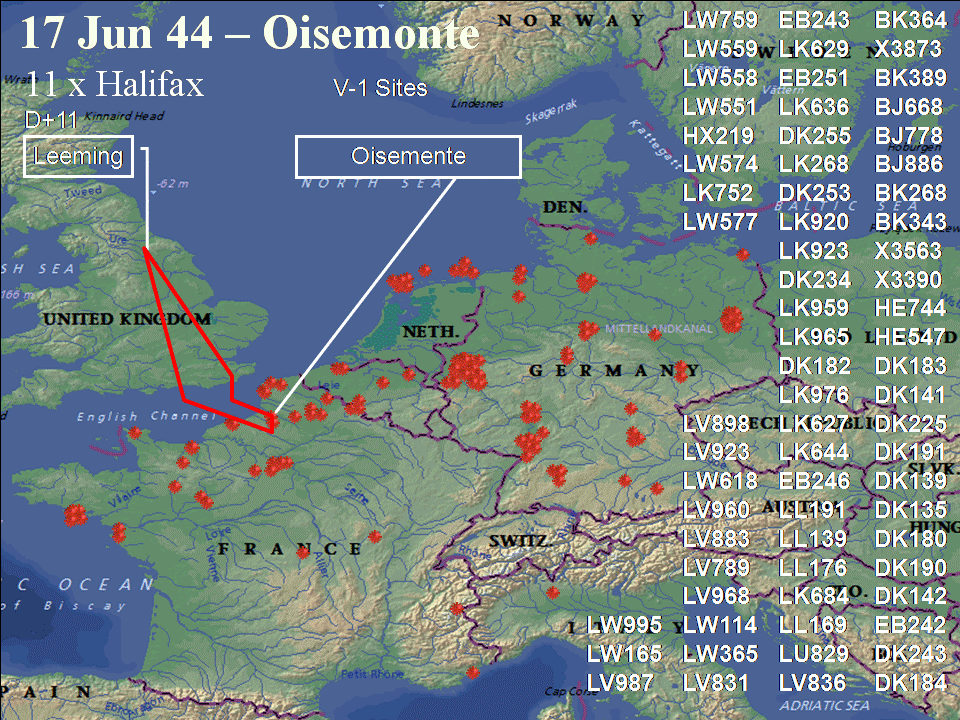 June 17, 1944 raid route