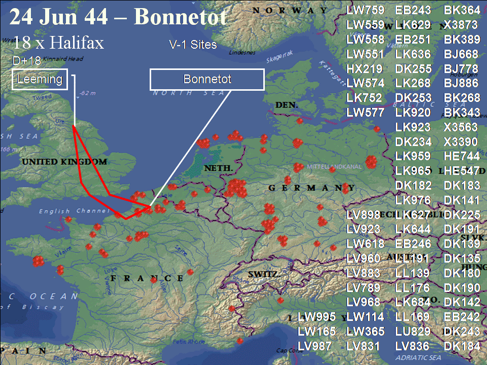 June 24, 1944 raid route