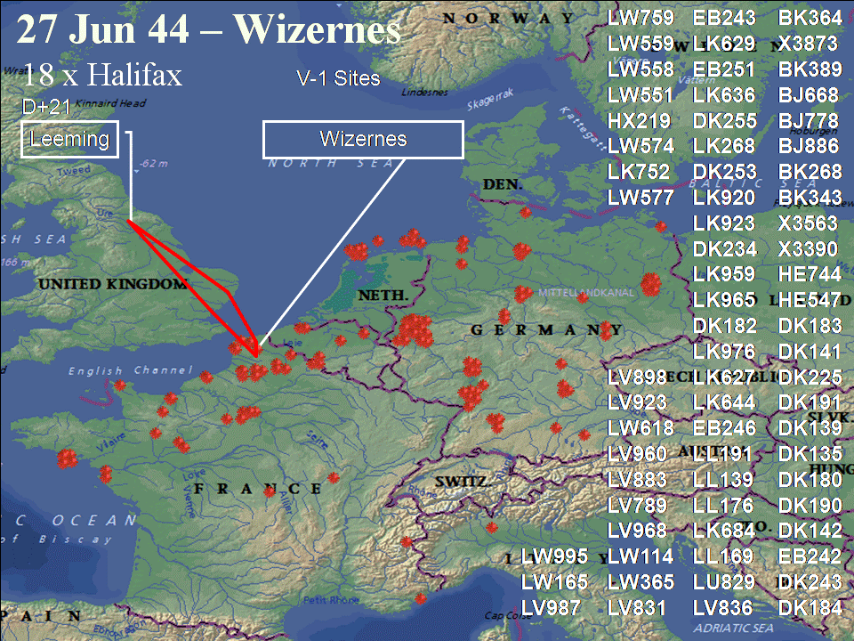 June 27, 1944 raid route