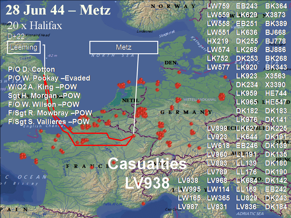 June 28, 1944 raid route