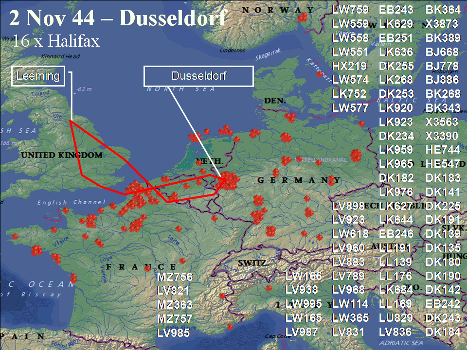 November 2, 1944 raid route