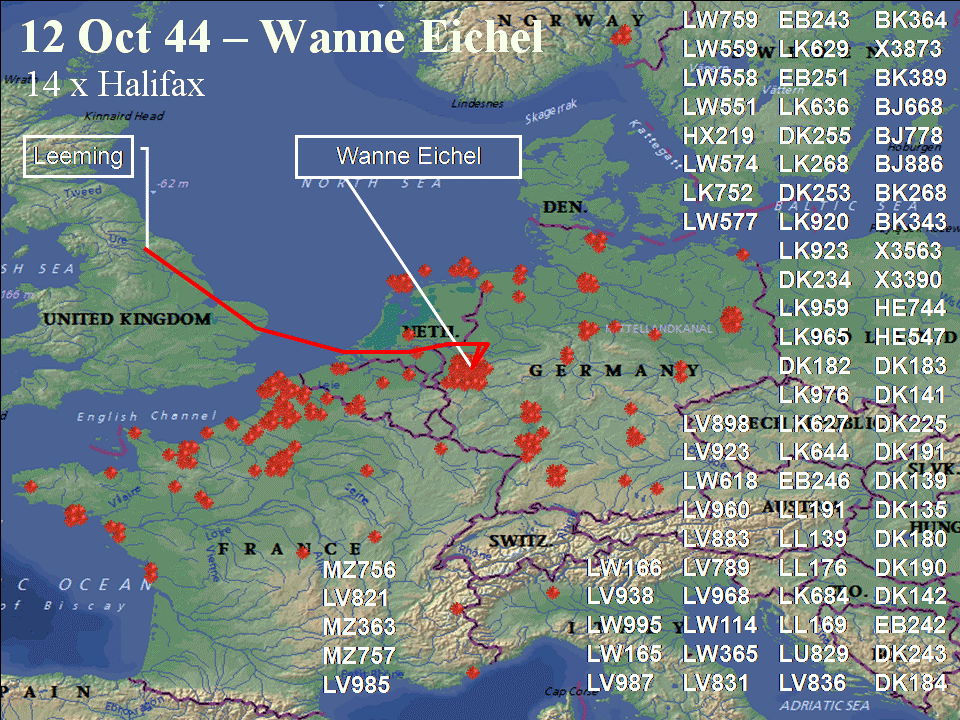 October 12, 1944 raid route