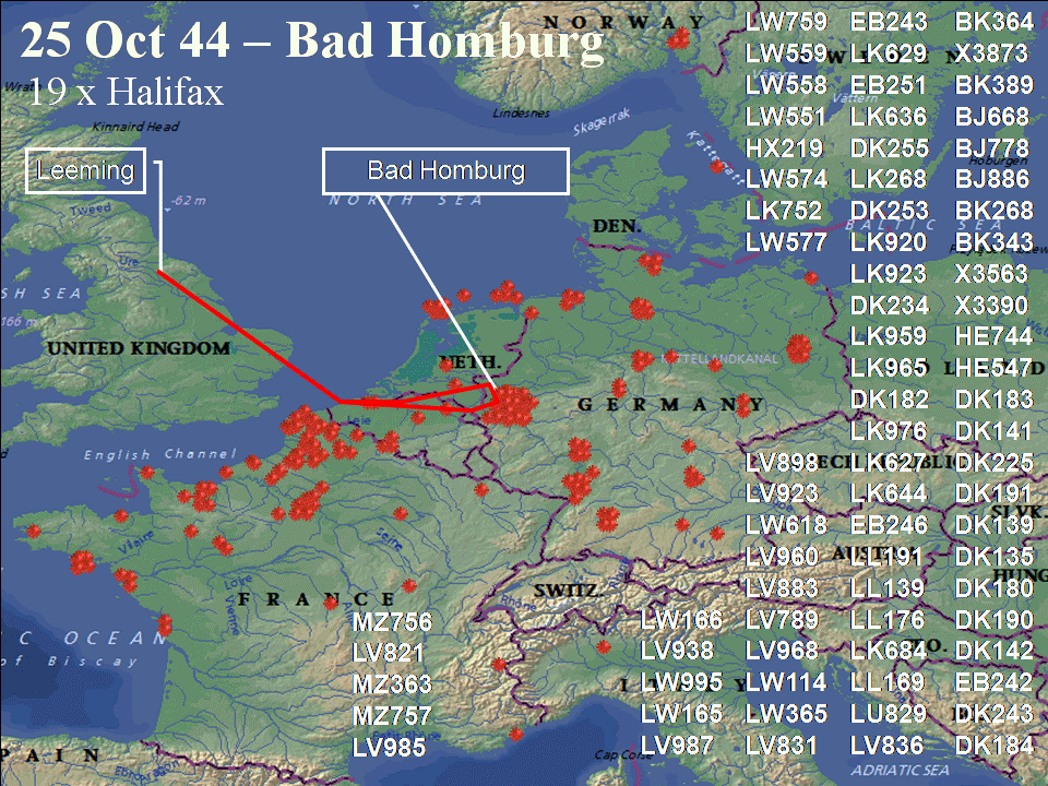 October 25, 1944 raid route