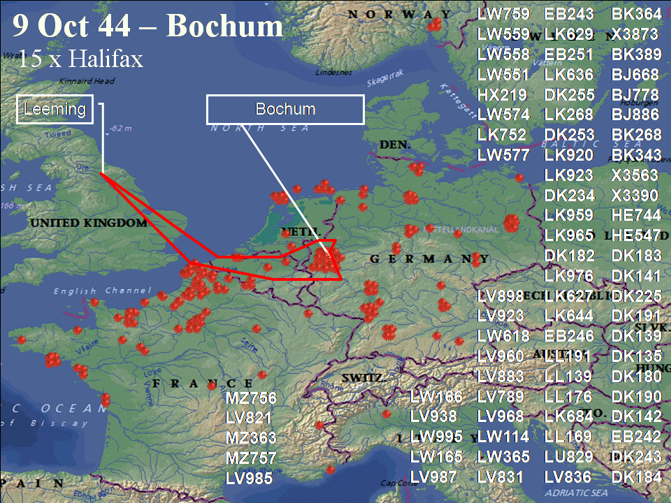 October 9, 1944 raid route