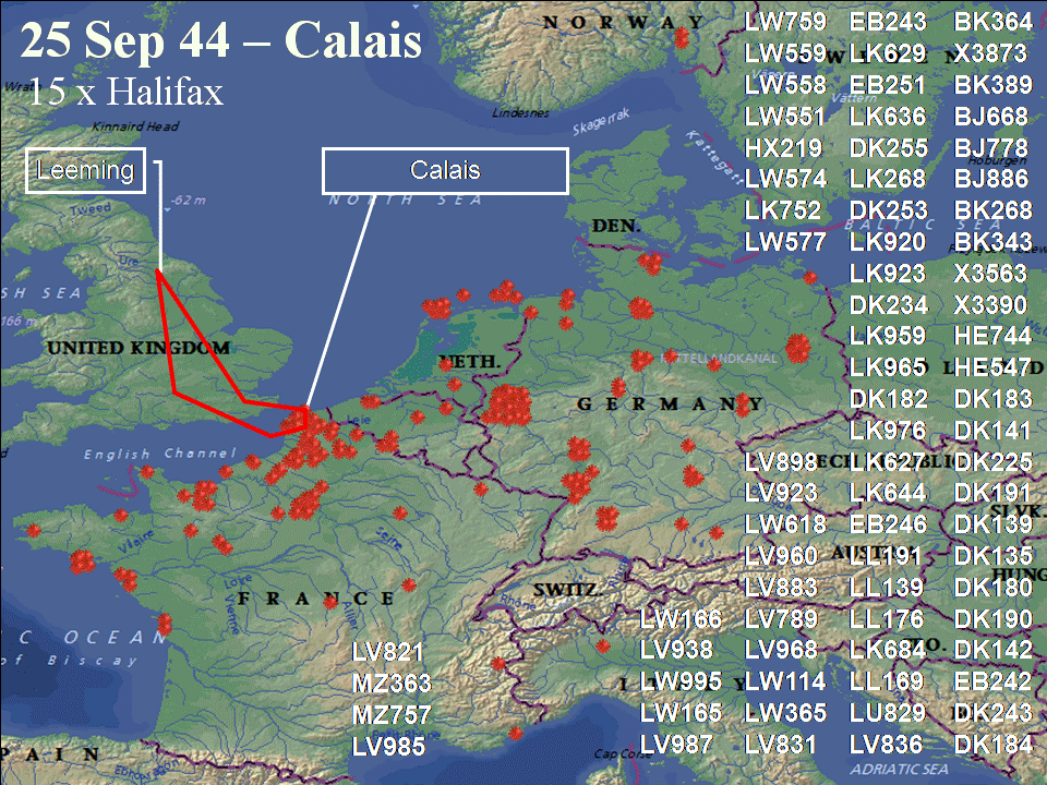 September 25, 1944 raid route