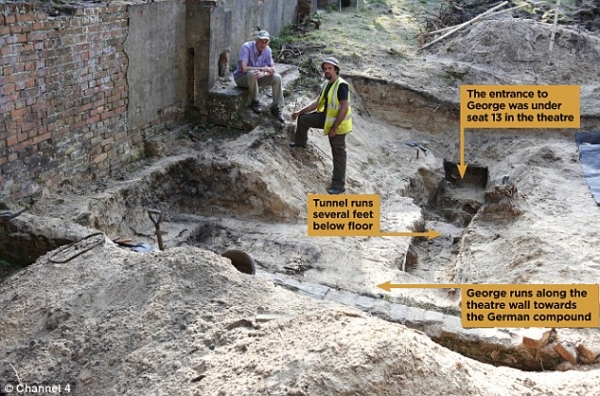 The site of the tunnel, recently excavated by British archaeologists