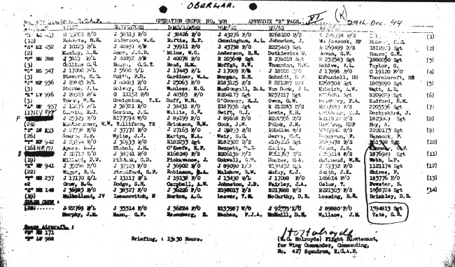 Ops Order - December 29, 1944