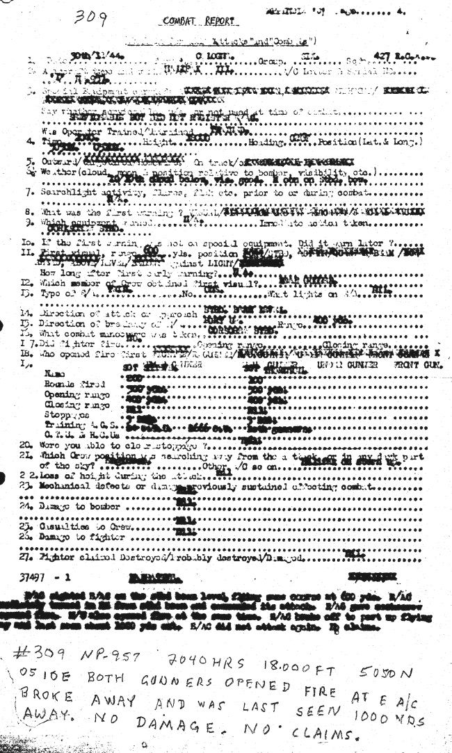 Ops Comabt Report - December 31, 1944