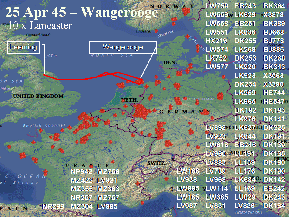 April 25, 1945 raid route