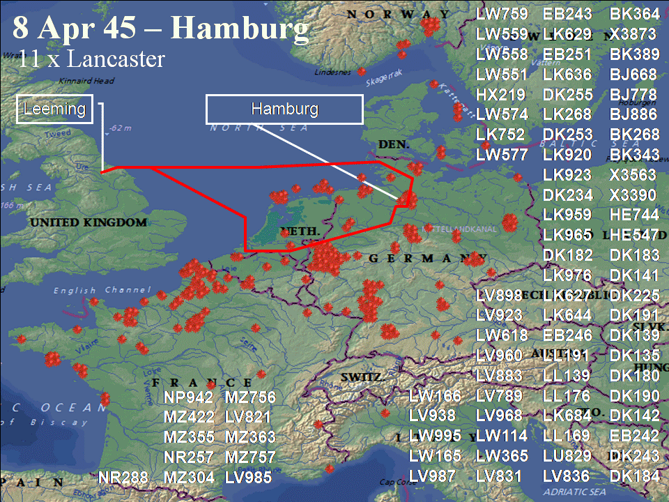 April 8, 1945 raid route