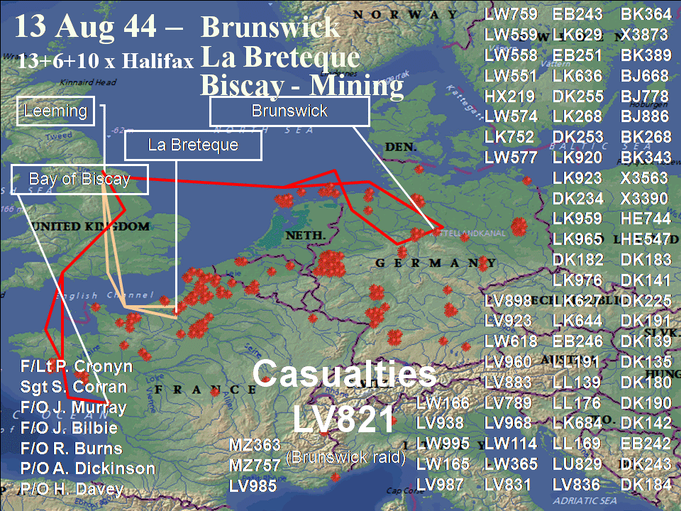 August 13, 1944 raid route