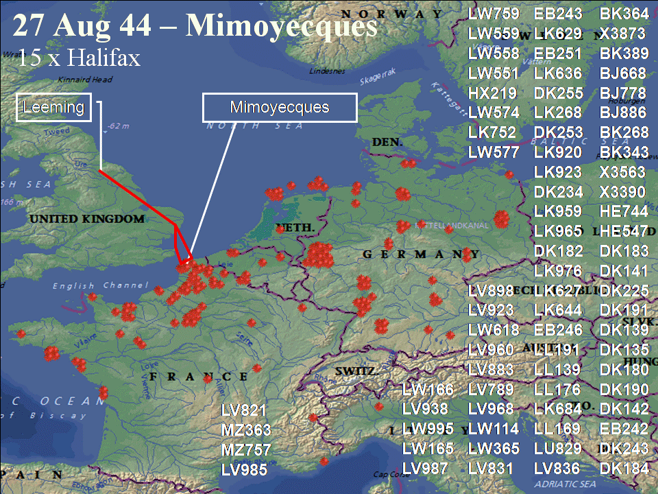 August 27, 1944 raid route