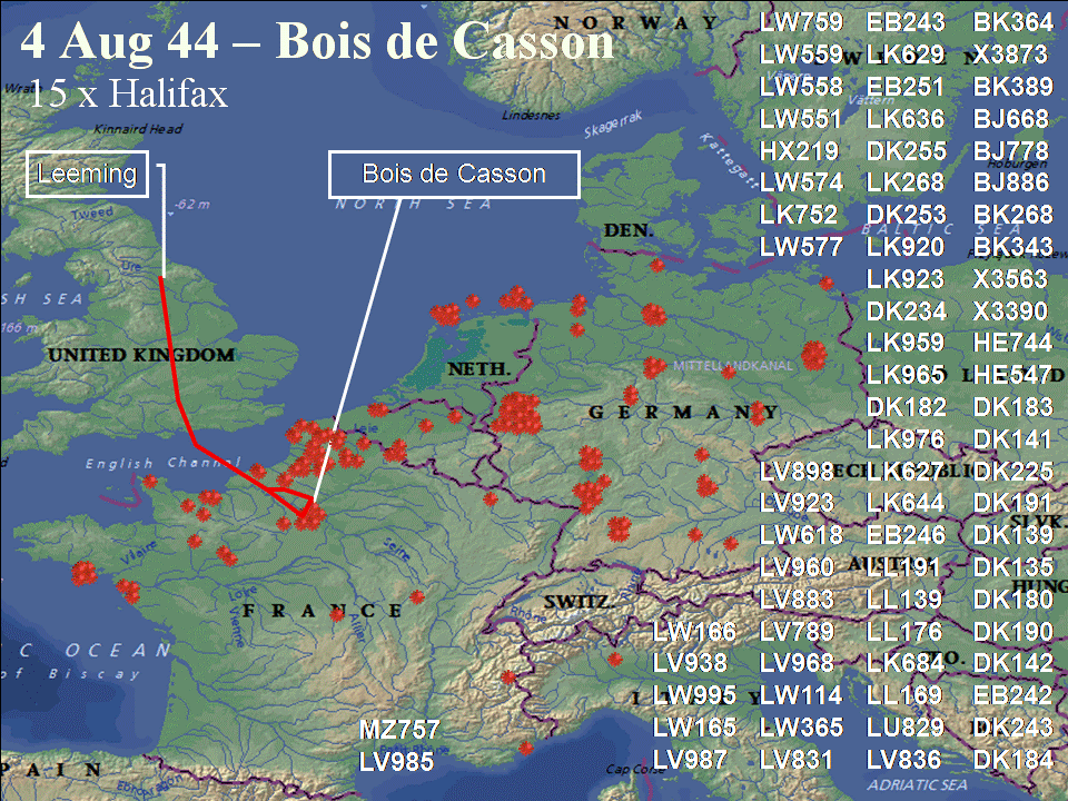 August 4, 1944 raid route