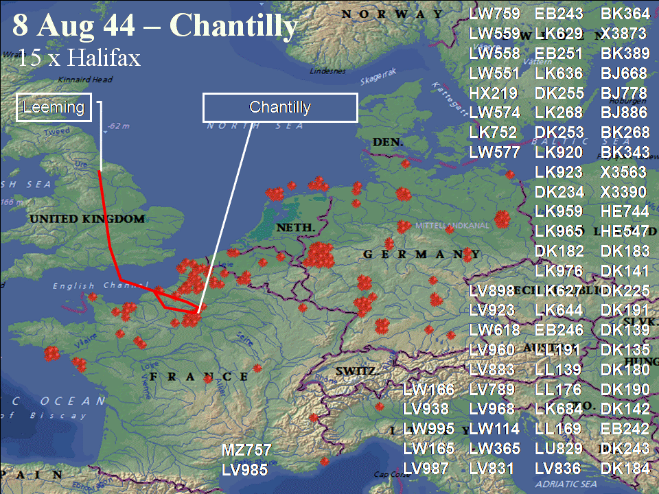 August 8, 1944 raid route