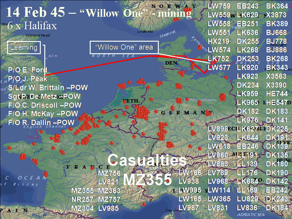 February 14, 1944 raid route