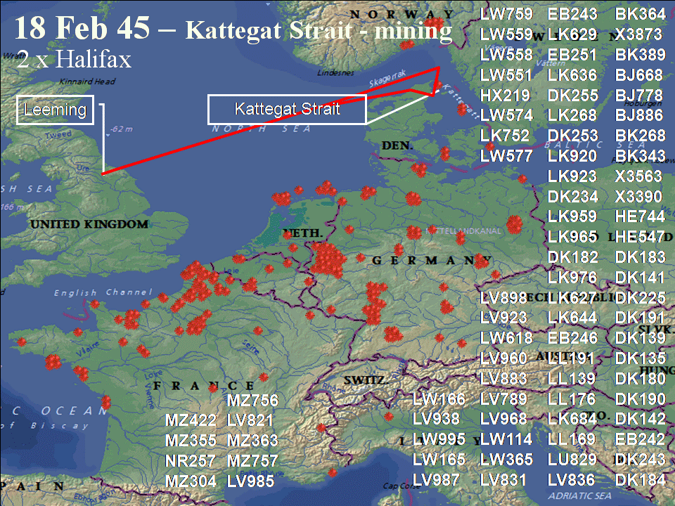 February 18, 1944 raid route