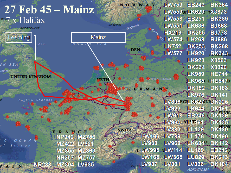 February 27, 1944 raid route