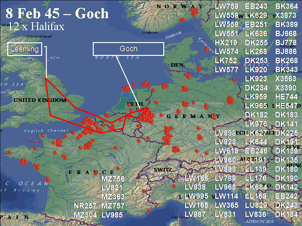 February 8, 1944 raid route