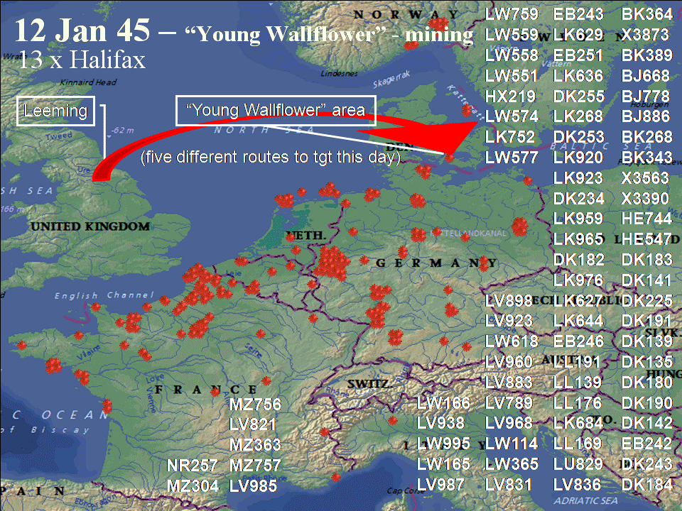 January 12, 1945 raid route