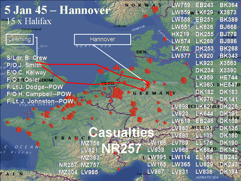 January 5, 1945 raid route