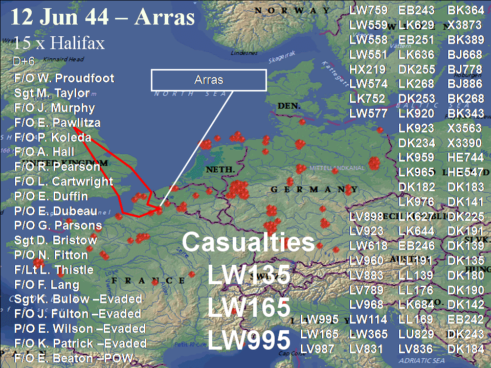 June 12, 1944 raid route