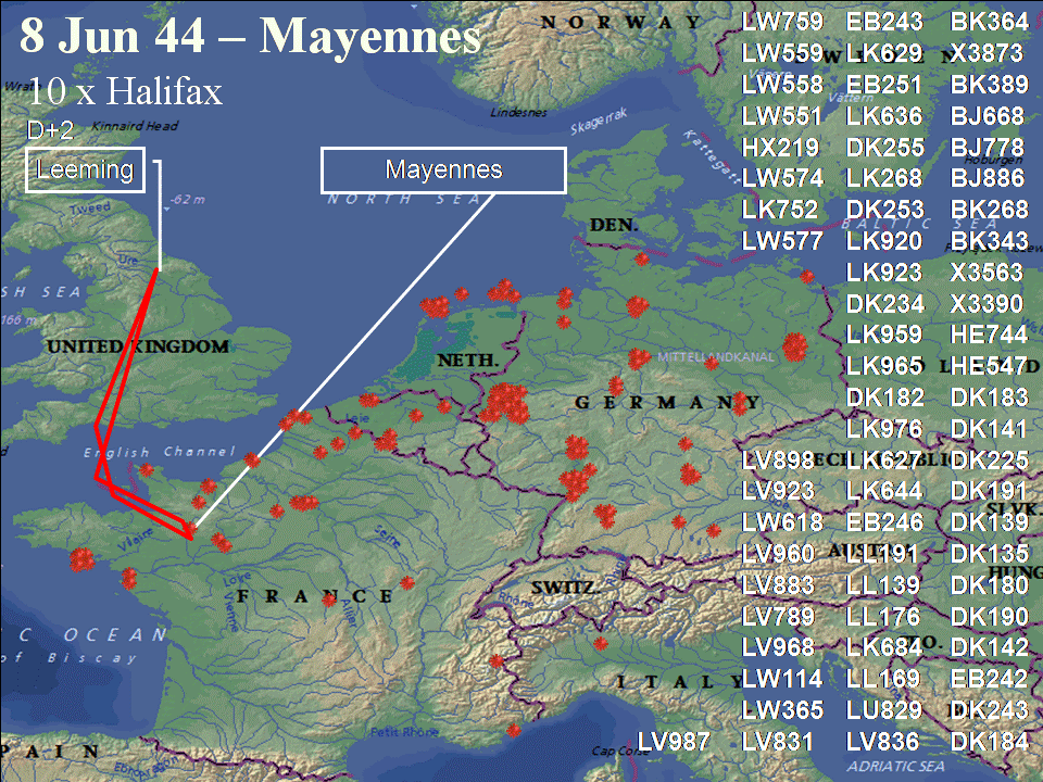 June 8, 1944 raid route