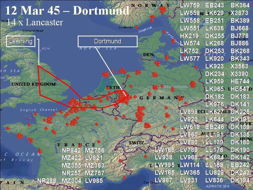 March 12, 1945 raid route