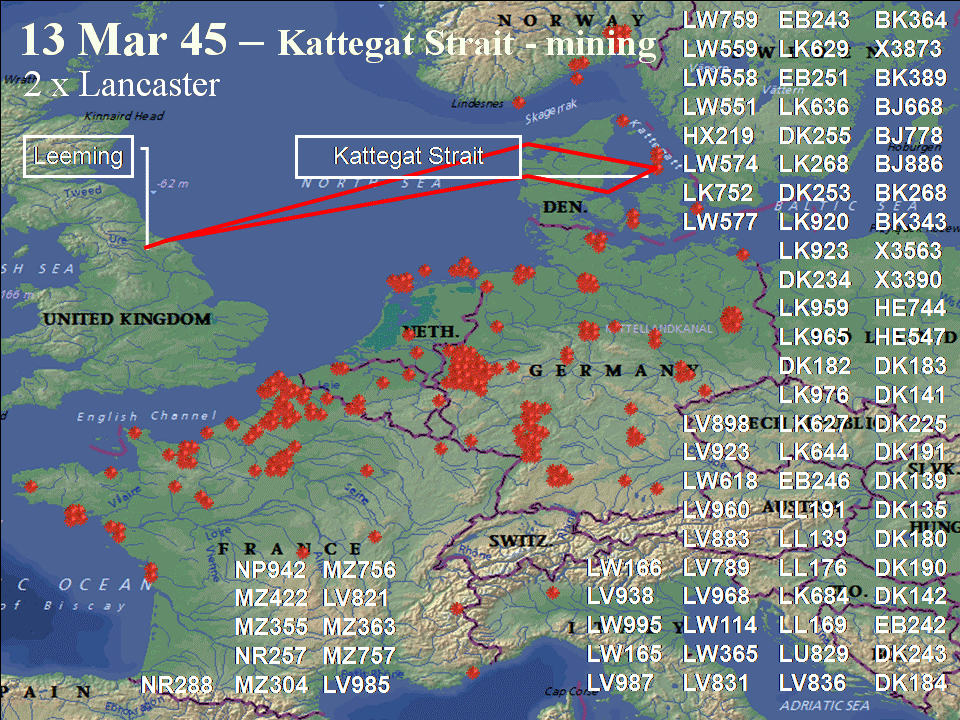 March 13, 1945 raid route