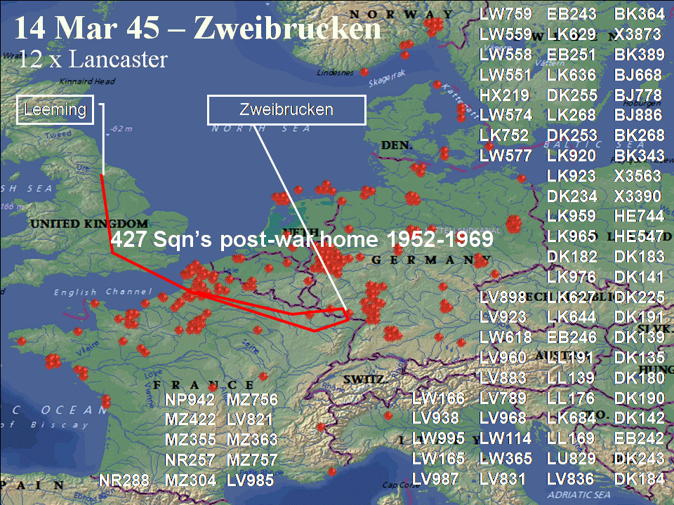 March 14, 1945 raid route