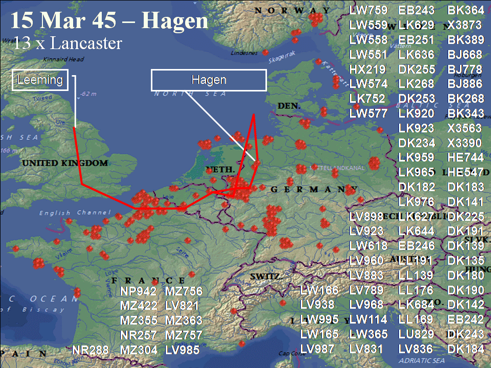 March 15, 1945 raid route