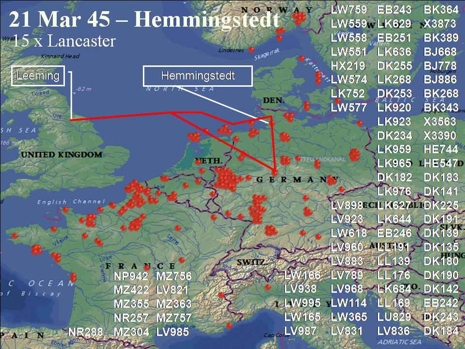 March 21, 1945 raid route