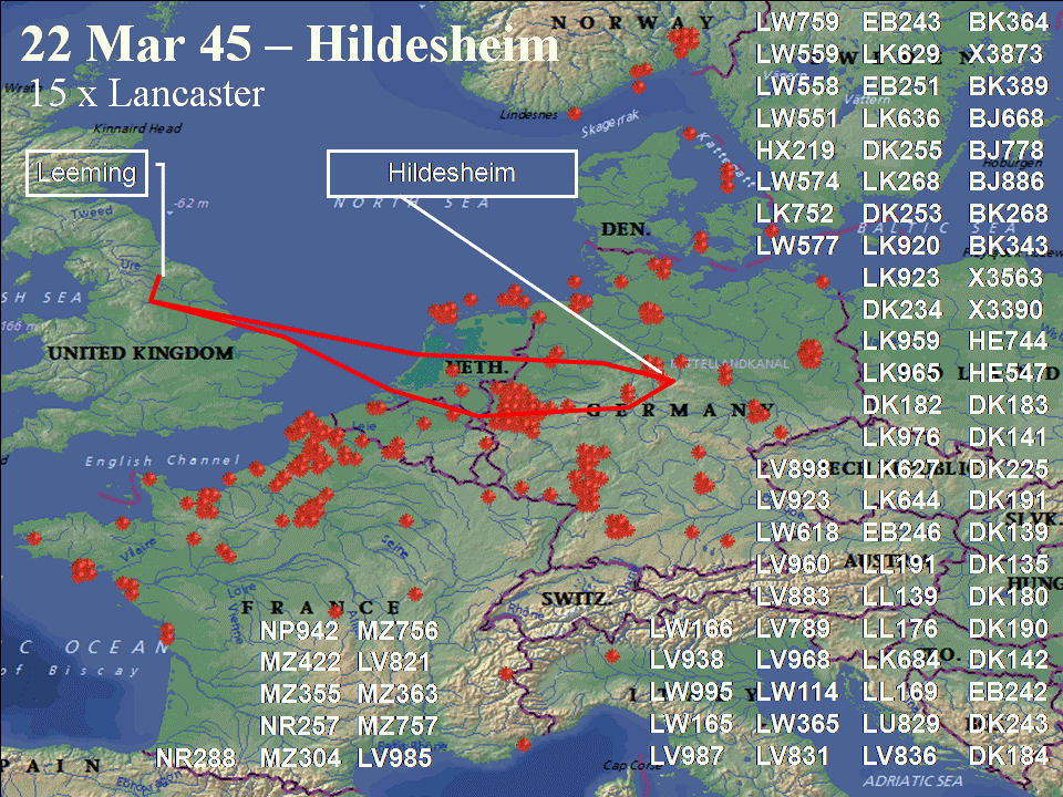 March 22, 1945 raid route