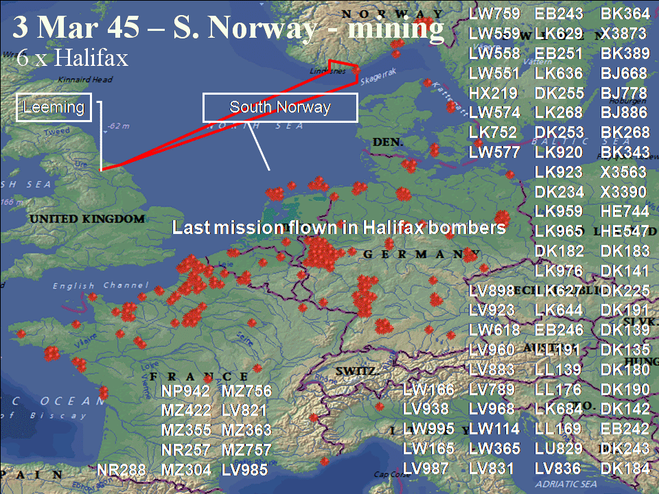 March 3, 1945 raid route