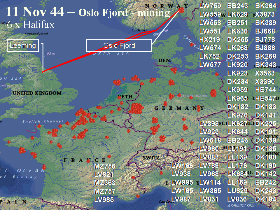 November 11, 1944 raid route