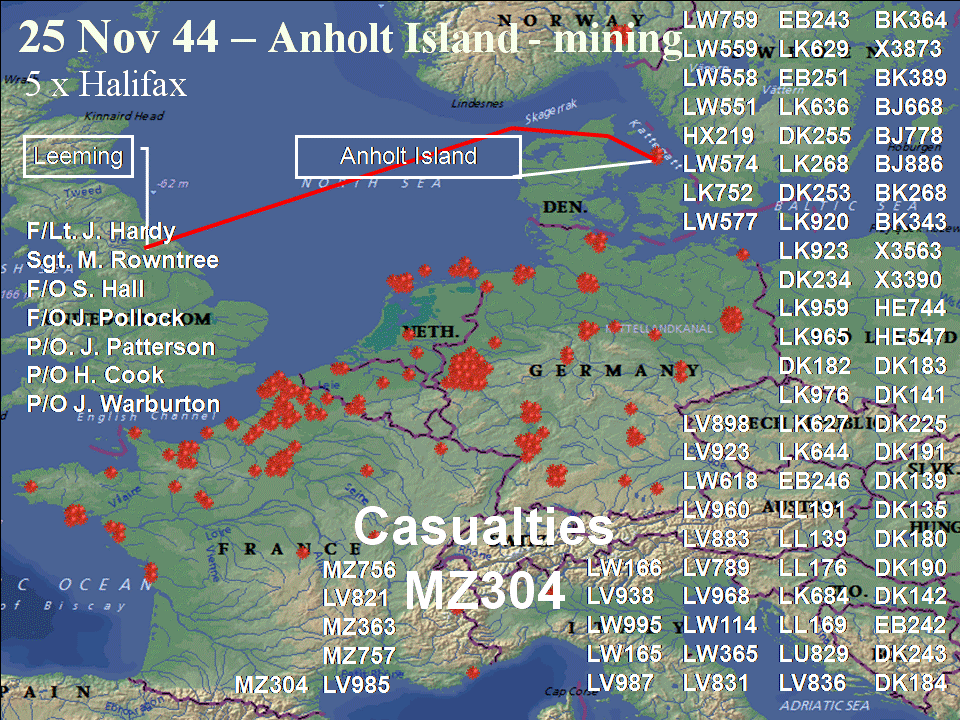 November 25, 1944 raid route