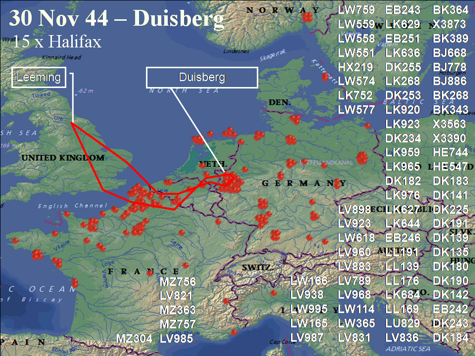 November 30, 1944 raid route