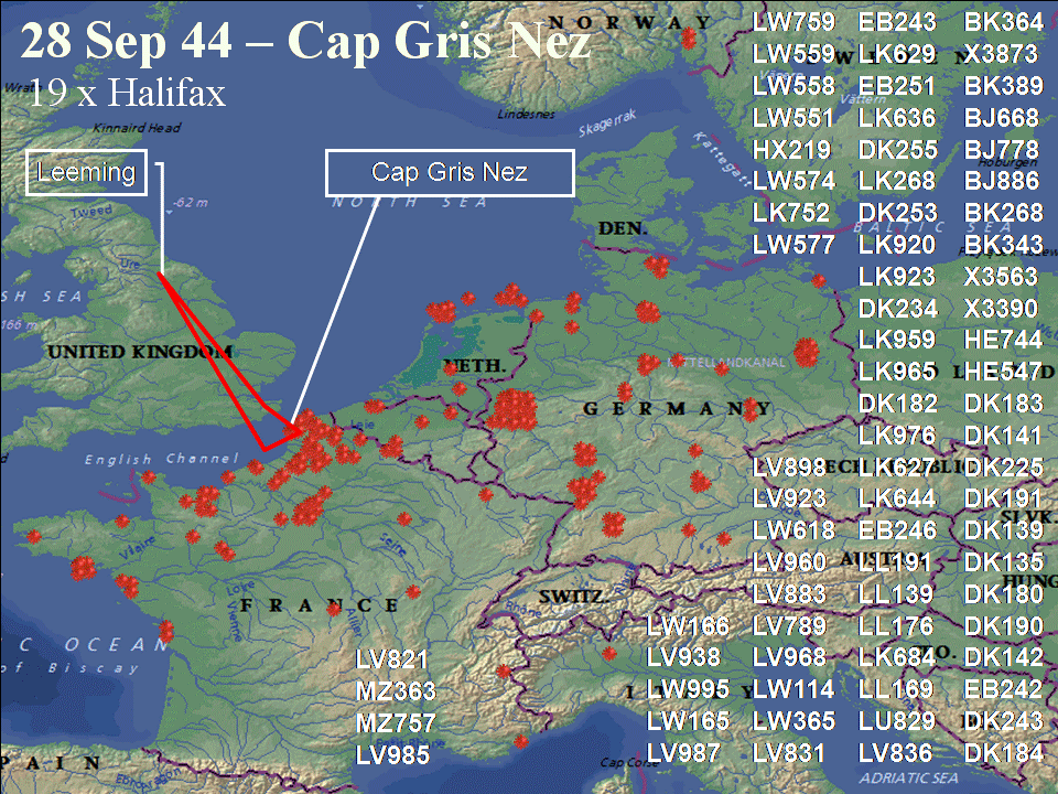 September 28, 1944 raid route