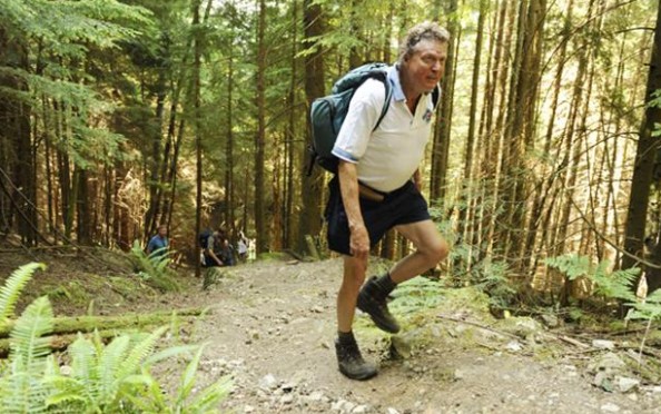 Richard Dunn hiking up Grouse